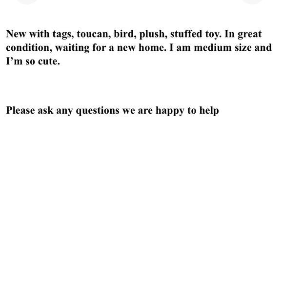 Vintage plush Tucan Luvbird stuffed toy animal sugarloaf NWT - Picture 14 of 14